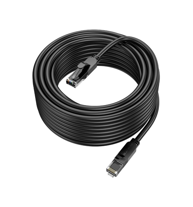 Патч-корд литий Borofone BUS01, UTP, RJ45, Cat.6, 10m, чорний, Cu (мідь)