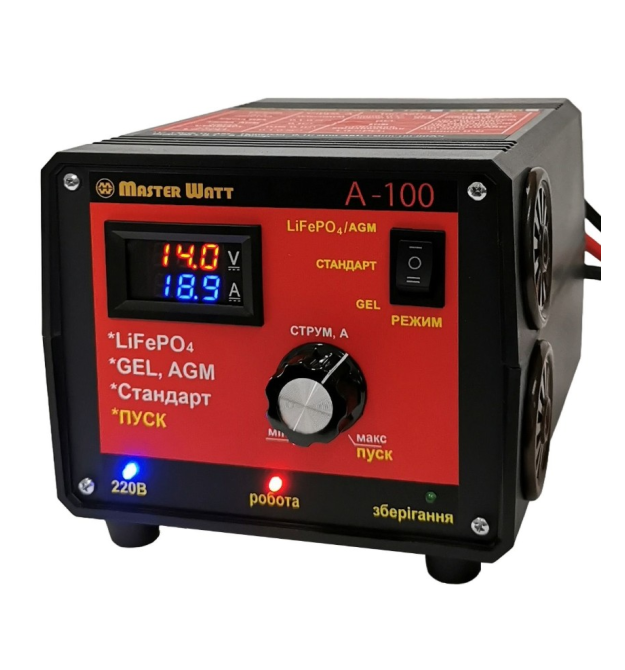 Пуско-зарядне ЗУ для LiFePO4 акумуляторів PZU А-100 24V (20-800Ah) (MF, AGM, GEL, LiFePO4) 60А, 160-245V