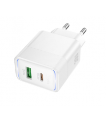 СЗУ 110-240V HOCO CS112A USB-C+USB, 30W, White, Box