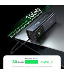 Повербанк 20000mAh Choetech B1012 Grey 100W з EU адаптером QC3.0 PD3.0, вбудований кабель