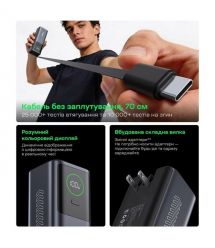 Повербанк 20000mAh Choetech B1012 Grey 100W з EU адаптером QC3.0 PD3.0, вбудований кабель