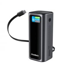 Повербанк 20000mAh Choetech B815 Grey 130W QC3.0 PD3.0 TFT Smart дисплей, вбудований кабель