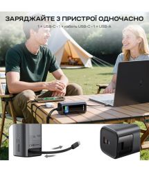 Повербанк 20000mAh Choetech B815 Grey 130W QC3.0 PD3.0 TFT Smart дисплей, вбудований кабель