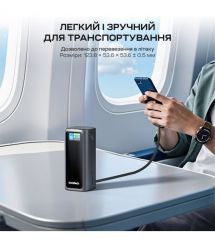 Повербанк 20000mAh Choetech B815 Grey 130W QC3.0 PD3.0 TFT Smart дисплей, вбудований кабель