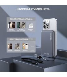 Повербанк 5000mAh Choetech B861 Grey 20W QC3.0 PD3.0 бездротова магнітна зарядка MagSafe