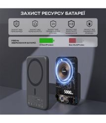 Повербанк 5000mAh Choetech B861 Grey 20W QC3.0 PD3.0 бездротова магнітна зарядка MagSafe