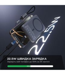 Повербанк 10000mAh Choetech B862 Grey 22.5W QC3.0 PD3.0 бездротова магнітна зарядка MagSafe