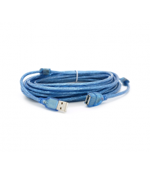 Подовжувач USB 2.0 AM - AF, 10.0m, 1 ферит, прозорий синій Q50