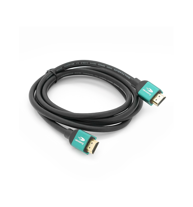 Кабель Guaroven HDMI-HDMI 19+1, UltraHD 8K 60HZ, 4K 120HZ, 1.5m, v2,1, OD-6.3mm, Black, конектор Green, Blister, Q100