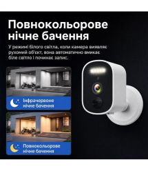 Автономна WiFi 2.4-5GHz IP-відеокамера 3Mp Light Vision VLC-03IB(CamHi) White, f-3.6mm, на акумуляторних батареях 4000mAh