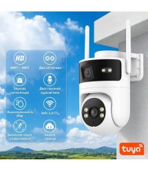 IP PTZ-відеокамера з WiFi 4Mp+4Mp Light Vision VLC-9304WI-2C (Tuya) f-4mm, ІЧ+LED-підсвічування, з мікрофоном