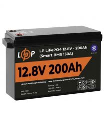 Акумулятор LP LiFePO4 12V (12,8V) - 200 Ah (2560Wh) (Smart BMS 150А) з BT пластик Уцінка