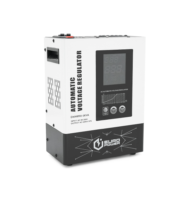 Стабилизатор напряжения релейный Europower EWMR90-5KVA LCD, 4000W, 30A, AC 95V-275V, 50Hz - 60Hz, aluninum, &ample50dB, 420x375x