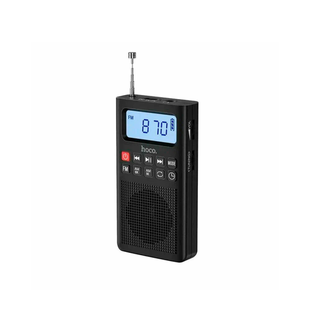 Радіоприймач HOCO HI51, Bluetooth, FM - AM радіо, AUX, корпус пластмас, Black, BOX
