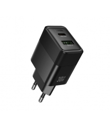 СЗУ 110-240V HOCO CS112A USB-C+USB, 30W, Black, Box