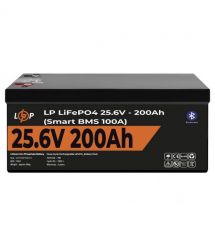 Акумулятор LP LiFePO4 24V (25,6V) - 200 Ah (5120Wh) (Smart BMS 100А) с BT пластик Уцінка