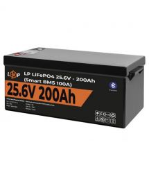 Акумулятор LP LiFePO4 24V (25,6V) - 200 Ah (5120Wh) (Smart BMS 100А) с BT пластик Уцінка