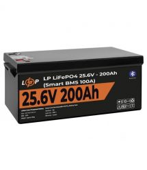 Акумулятор LP LiFePO4 24V (25,6V) - 200 Ah (5120Wh) (Smart BMS 100А) с BT пластик Уцінка