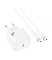 Набор СЗУ HOCO NCS53+кабель Type-C - Type-C, 1xUSB-C, PD25W, White, Box