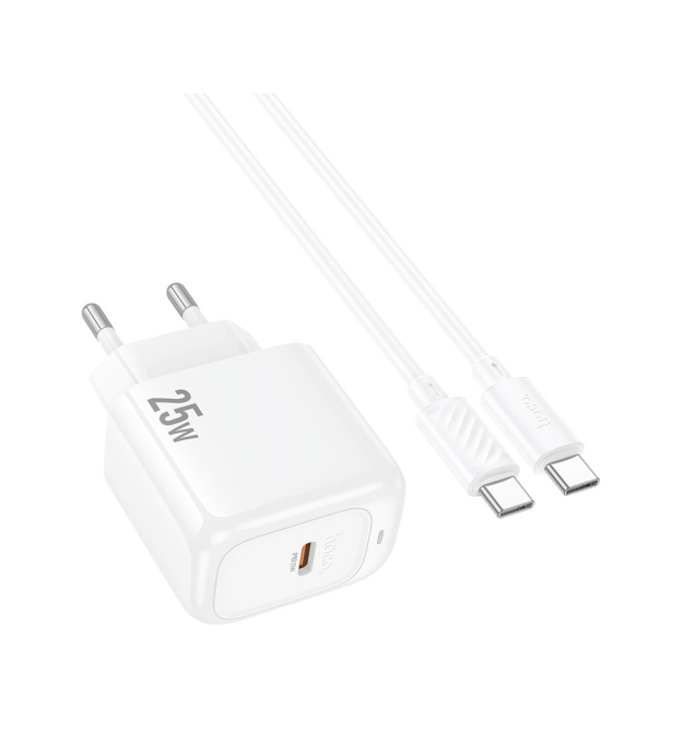 Набор СЗУ HOCO NCS53+кабель Type-C - Type-C, 1xUSB-C, PD25W, White, Box