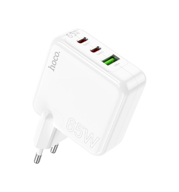 СЗУ HOCO C115A 110-240V, PD65W+Q3.0, USB+2*Type-C, White, Box