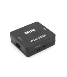 Конвертер Mini, VGA to HDMI, ВИХІД HDMI(мама) на ВХІД VGA(мама)+ AUDIO, 720P - 1080P, Black, BOX