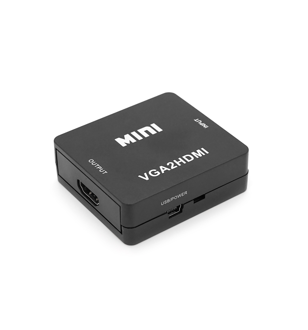 Конвертер Mini, VGA to HDMI, ВИХІД HDMI(мама) на ВХІД VGA(мама)+ AUDIO, 720P - 1080P, Black, BOX
