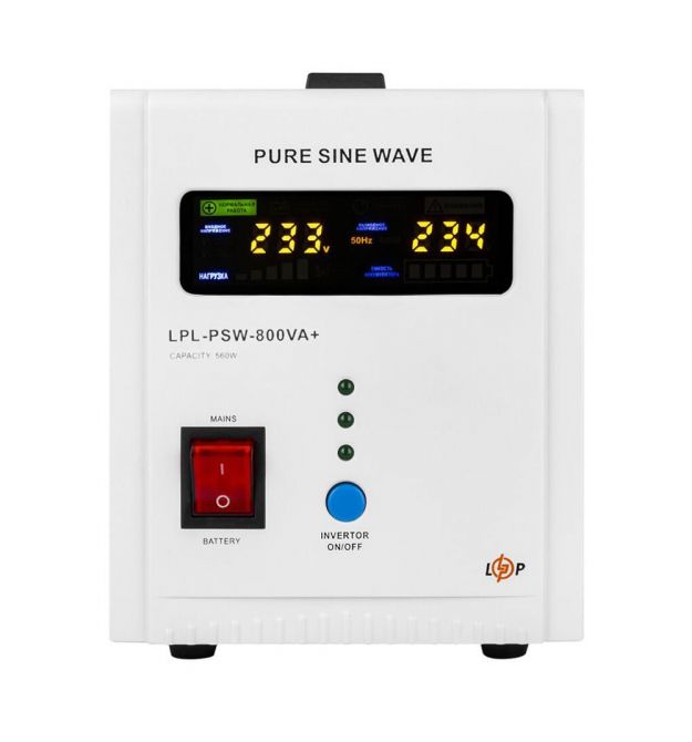 Джерело безперебійного живлення LogicPower LPL-PSW-800VA+ (560 Вт) 12 В з правильною синусоїдою