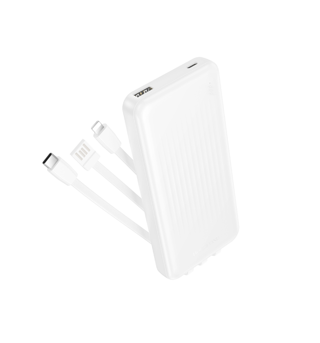 Power bank Borofone BJ79 10000mAh, 22.5W, кабелю USB: Lighting, Type-C, White, 270g, Box