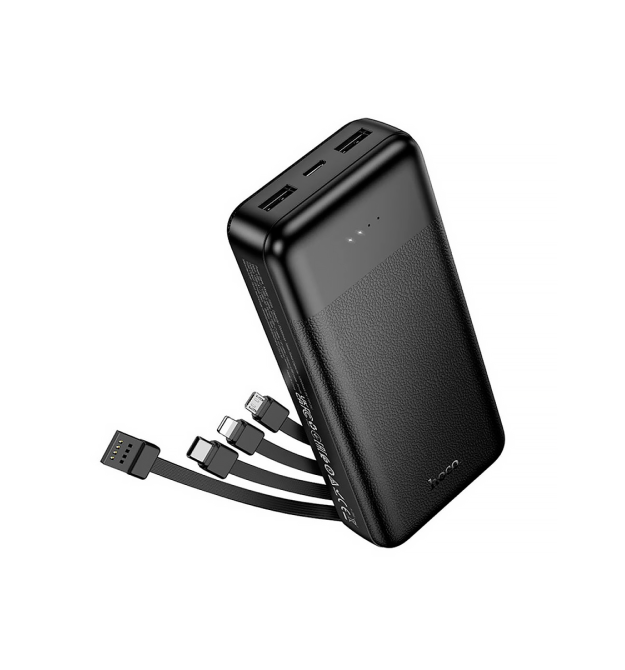 Power Bank HOCO J163A 20000mAh, 4 кабелі, Black, 0.460kg