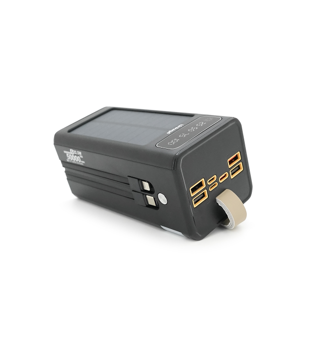 Power bank Linkage LKP-47 50000mAh, Solar, 22.5W, Кабелю Туре-С+Lighting, 1,060 kg, Black, Blister
