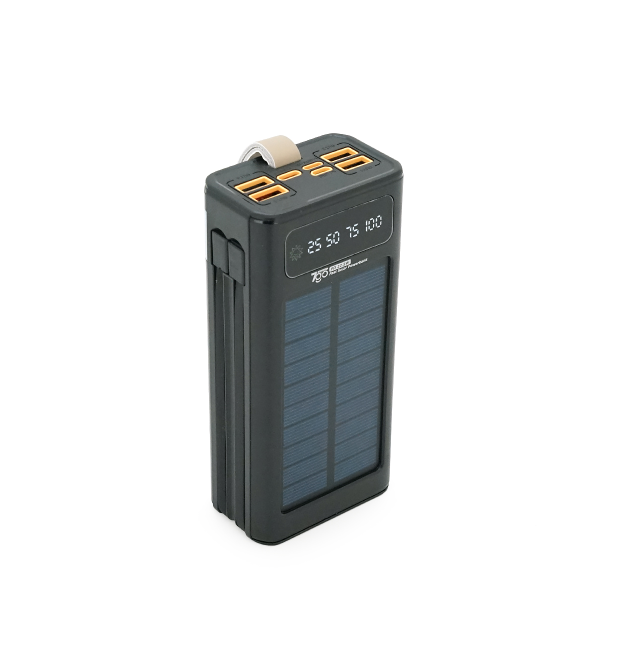 Powerbank 7GO GPW-09 30000mAh, Solar, 22.5W, Li-pol, LCD Display, Вхід:Type-C, Виходи: 2xUSB Type-C, 4xUSB Type-A, кабелю T-C -