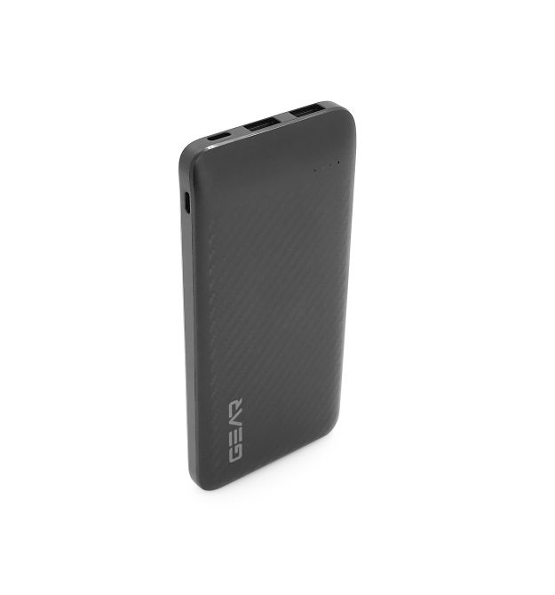 PowerBank GEAR 10000mAh 10W, Led indicator, 1*Type-C, 2*USB-A+1*micro-USB, Total Output 5V-2.1A, Black