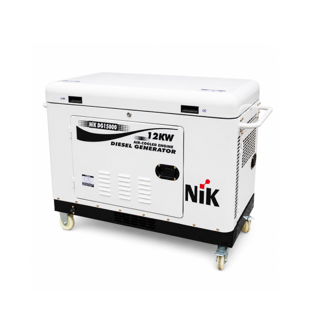 Генератор дизельний NIC DG15000, 1-фазний 220V, 50Hz, 12kW, бак 25 л, витрата 3.1 л - год, пуск: стартер - AVR, 1280х750х870 мм,