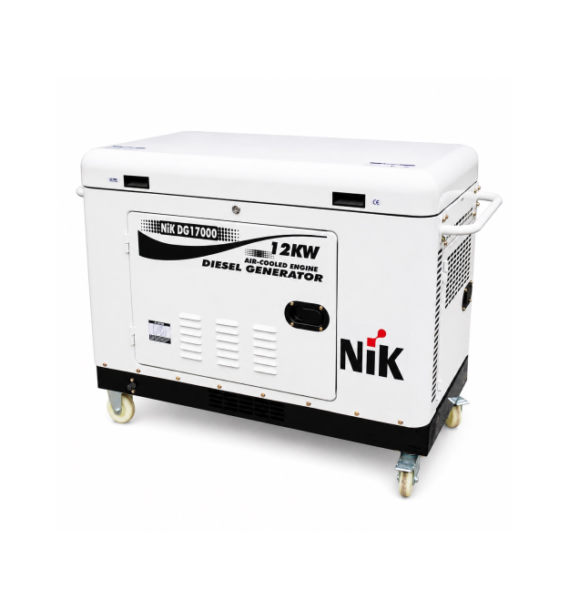 Генератор дизельний NIC DG17000, 3-фазний 230 - 380V, 50Hz, 12kW, бак 25 л, витрата 3.1 л - год, пуск: стартер - AVR, 1280х710х8