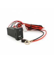 АЗУ врізне 38W-L01T03-С, PD+QC, Type-C: 20W, USB: 18W, комплект дротів з роз&aposємами, 33x22х58mm, Black