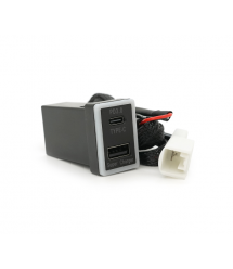 АЗУ врізне 60W-D01T03-С, PD+QC, Type-C: 30W, USB: 30W, LED підсвічування, комплект дротів з роз&aposємами, 33x22х58mm, Black