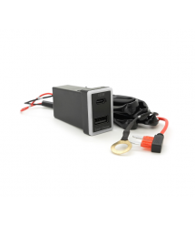 АЗУ врізне 130W-D01T03-Fuse, PD+QC, Type-C: 100W, USB: 30W, LED підсвічування, комплект проводів з роз&aposємами та запобіжником
