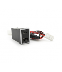 АЗУ врізне 130W-D01T03-С, PD+QC, Type-C: 100W, USB: 30W, LED підсвічування, комплект дротів з роз&aposємами, 33x22х58mm, Black