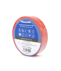 Ізолента ПВХ PANASONIC 0,125мм * 18мм * 20м (червона), діапазон робочих температур: від 0 С до + 90 С, Вогнестійка, 8 штук в у
