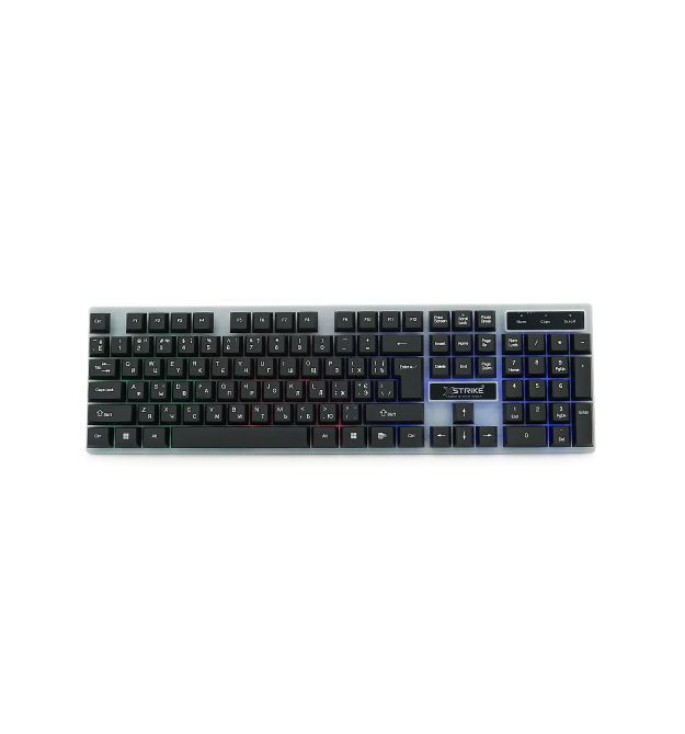 Клавіатура USB XSTRIKE XS-1080, довжина кабелю 135см, RGB підсвічування, Eng - Укр - Рус, 445х145х35 мм, Black - White, 104к, Q2