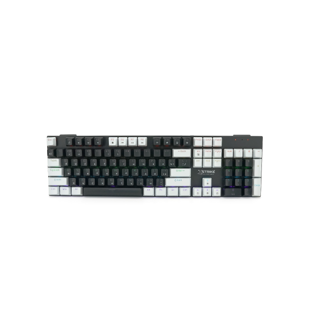Механічна клавіатура USB XSTRIKE XS-1010, довжина кабелю 150см, RGB підсвічування, Eng - Укр - Рус, 465х165х45 мм, Black - White