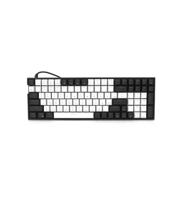Механічна клавіатура USB XSTRIKE XS-1030, довжина кабелю 150см, RGB підсвічування, Eng - Укр - Рус, 395х150х45 мм, Black - White