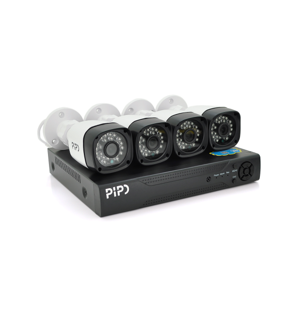 Комплект відеоспостереження Outdoor 016-4-5MP Pipo (4 вуличні камери, кабелі, блок живлення, відеореєстратор APP-Xmeye)