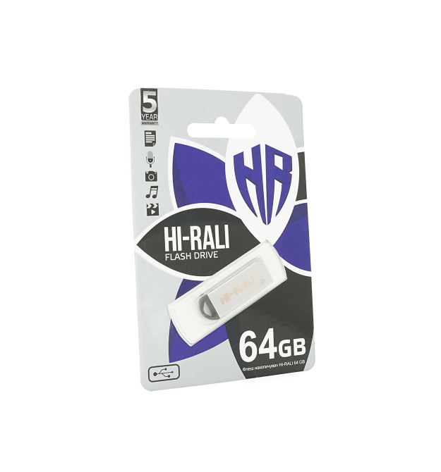 Флеш-накопичувач Hi-Rali Fit, USB 2.0, 64GB, Metal, Blister
