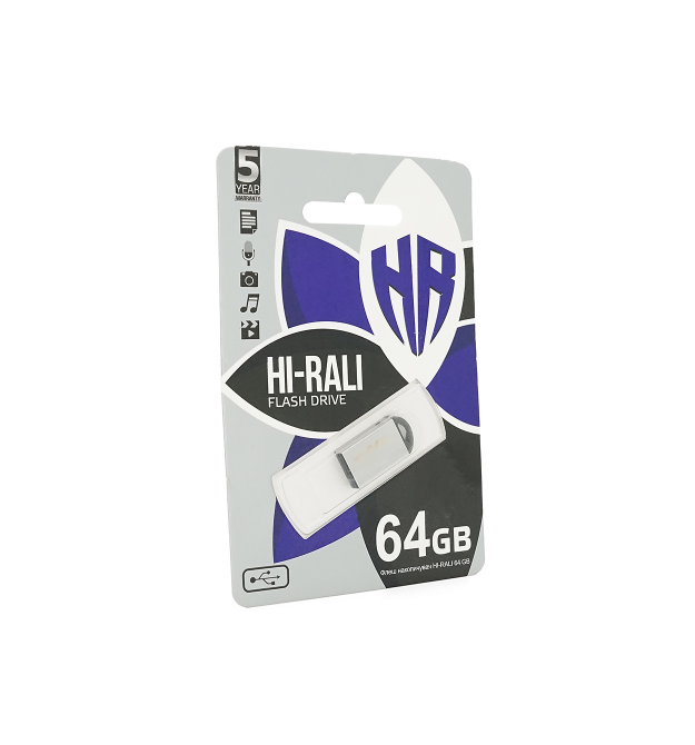 Флеш-накопичувач Hi-Rali Mini Fit, USB 2.0, 64GB, Metal, Blister