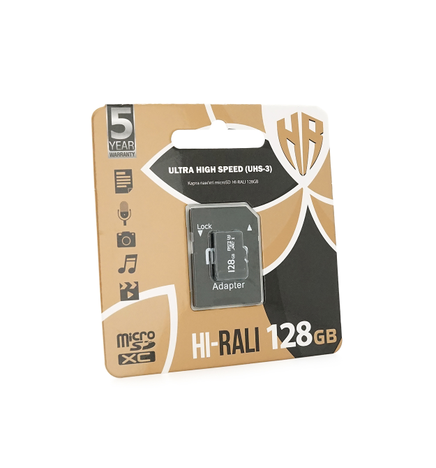 Карта пам&aposяті Hi-Rali microSDHC Class 10 UHS-I, з адаптером, 128GB, Blister