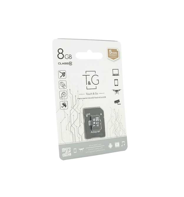 Карта пам&aposяті T&ampampG microSDHC Class 10 UHS-I, з адаптером, 8GB, Blister