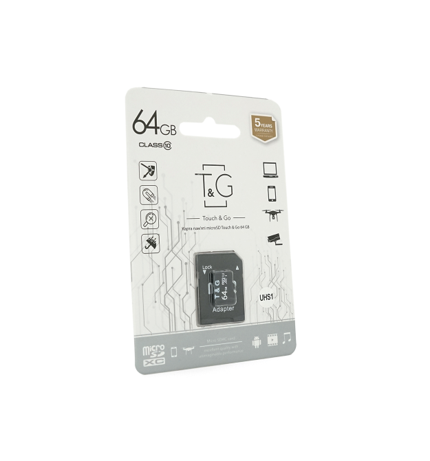 Карта пам&aposяті T&ampampG microSDHC Class 10 UHS-I, з адаптером, 64GB, Blister
