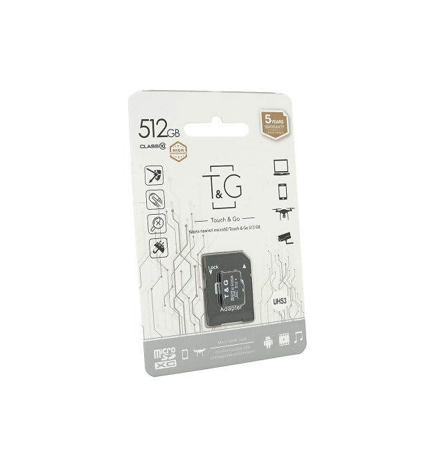 Карта пам&aposяті T&ampampG microSDHC Class 10 UHS-3, з адаптером, 512GB, Blister